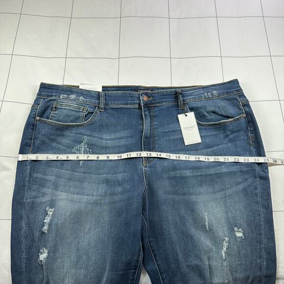 Judy Blue Jeans Womens 24W Dark Wash Relaxed Fit Cuffed Distressed Denim New - Picture 9 of 13